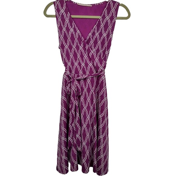 41 Hawthorn Wrap Dress Size Small Sleeveless Purple & Gray Geometric Travel - Picture 1 of 9